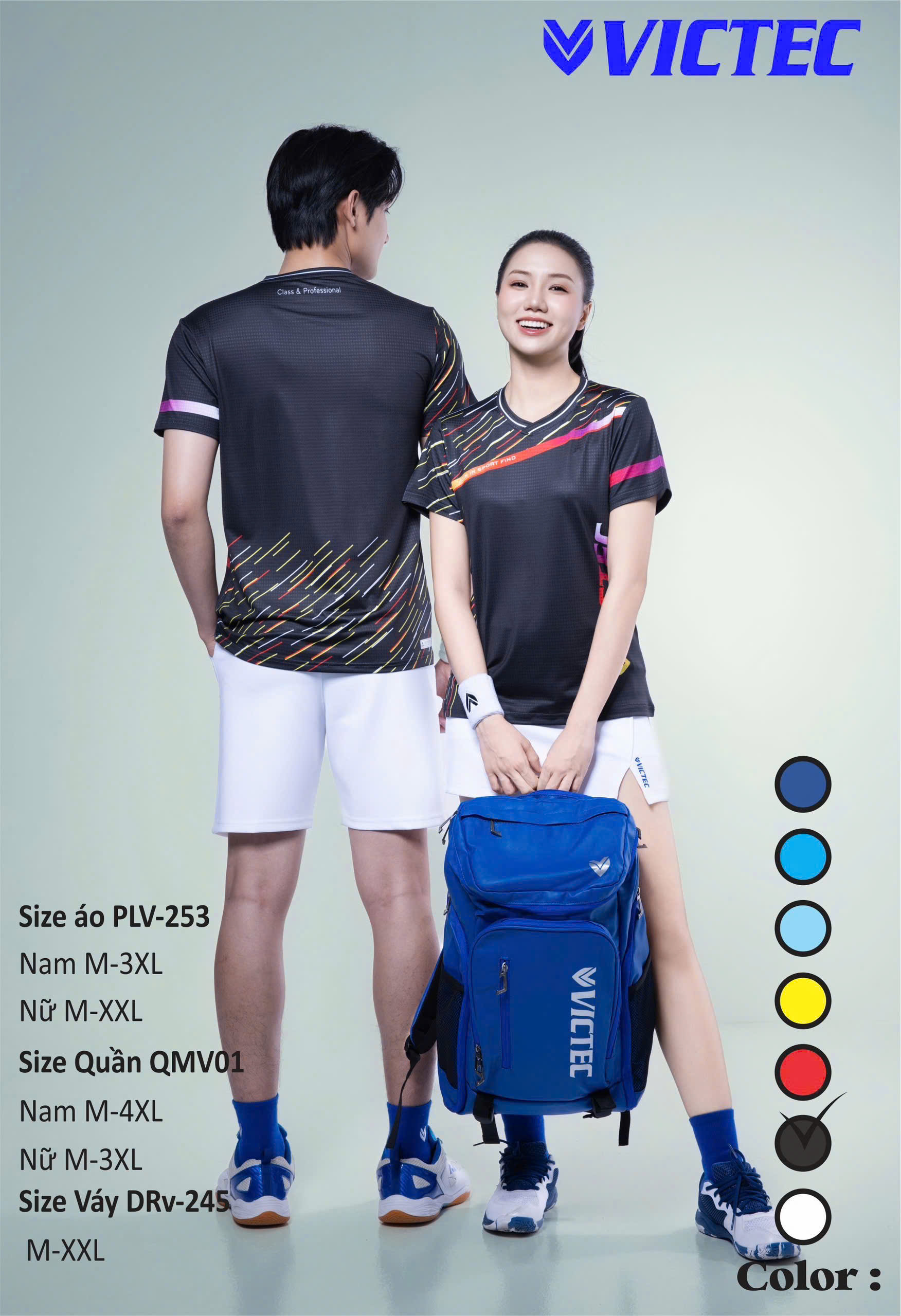 Áo cổ tròn Victec PLV253 - Đen - Nam