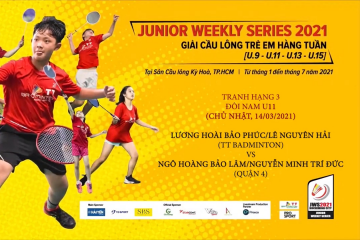 JWS 2021 (14/3) | U11 | BD | 3RD: Bảo Phúc/Nguyên Hải (TT Badminton) vs Bảo Lâm/Trí Đức (Quận 4)