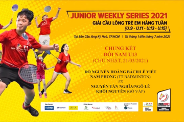 JWS 2021 (21/3) | U13 | BD |F: Hoàng Bách/Nam Phong (TT Badminton) vs Tấn Nghĩa/Khôi Nguyên (Gò Vấp)