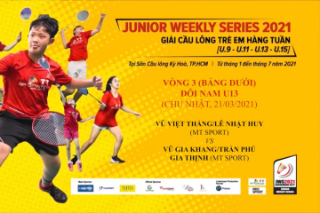 JWS 2021 (21/3) | U13 | BD | R3: Việt Thắng/Nhật Huy (MT Sport) vs Gia Khang/Gia Thịnh (MT Sport)
