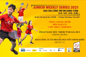 JWS 2021 (25/4) | U13 | BD | R3: Đức Trí/Gia Huy (Thông Sport) vs Tuấn Hoàng/Minh Khôi (Quận 12)