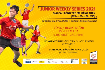 JWS 2021 (28/3) |U15|BD| R4: Nguyên Khải/Quang Thông (Tây Ninh) vs Ngọc Bảo/Minh Quân (TT Badminton)